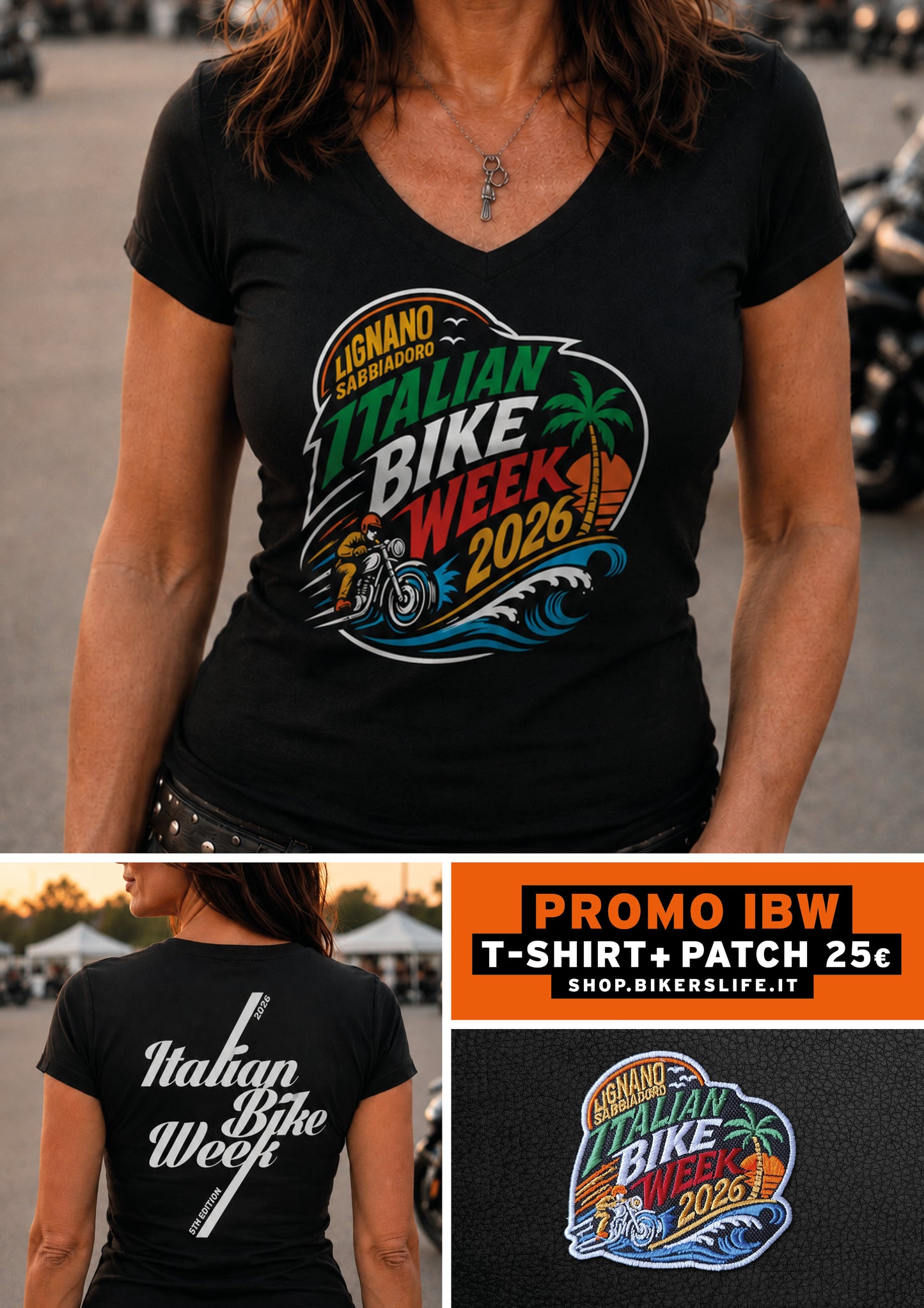 PRE-ORDER 1: TSHIRT + PATCH ITALIAN BIKE WEEK 2026