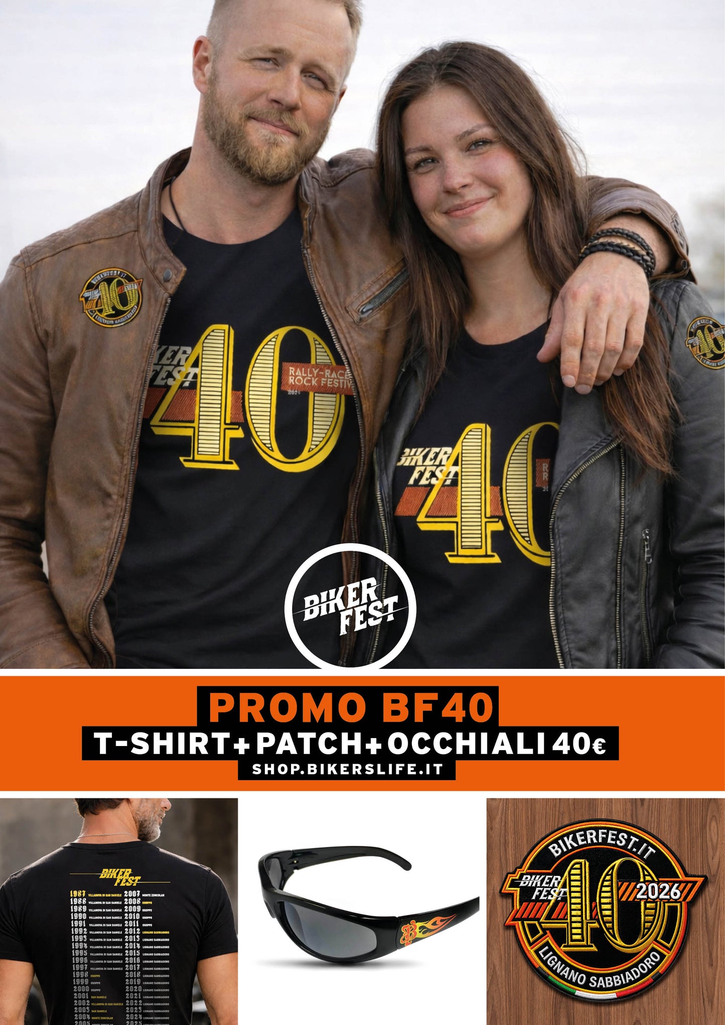 PRE-ORDINE | Occhiali John Doe + Tshirt + Patch 40° Biker Fest International  