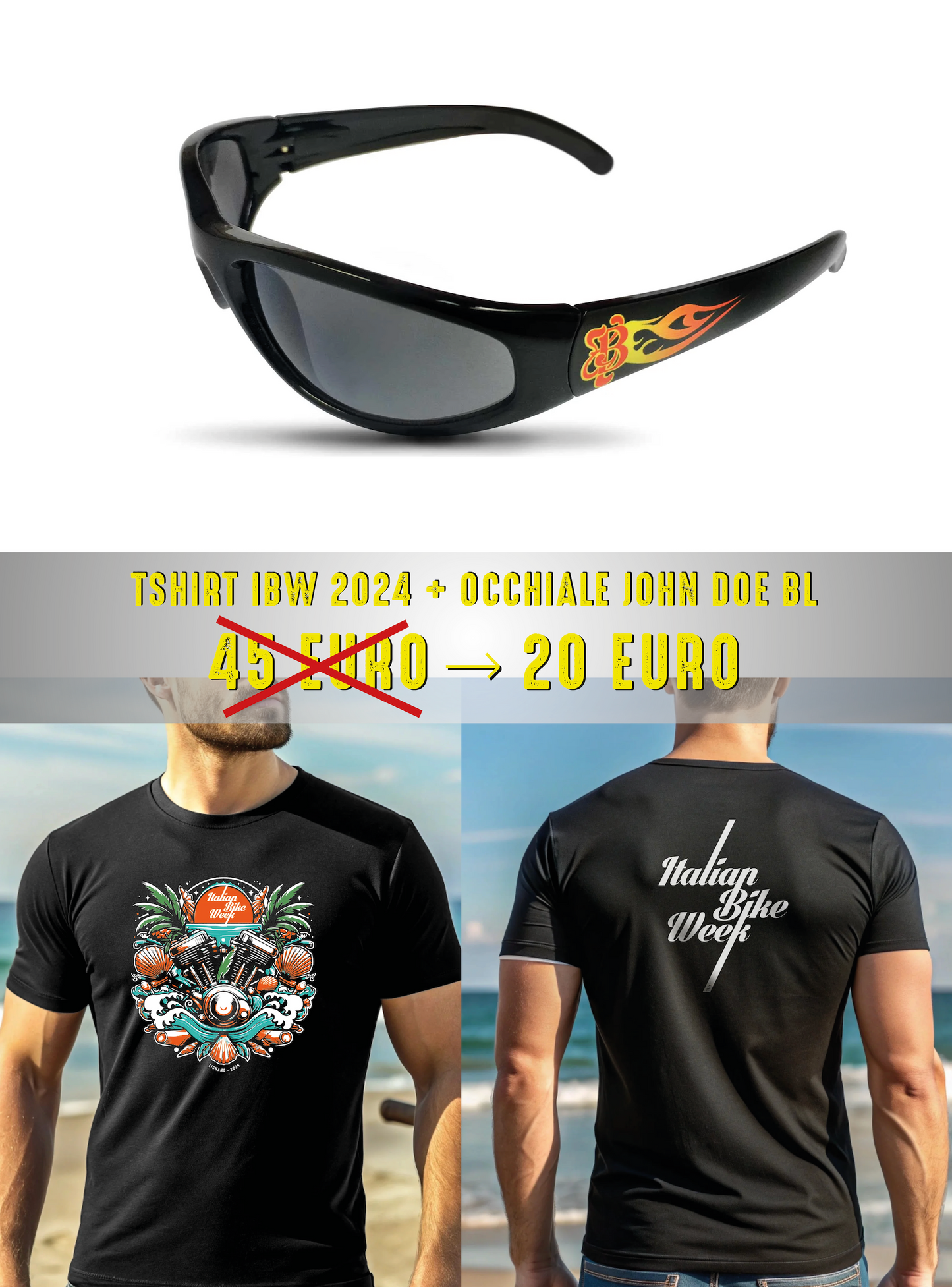TSHIRT ITALIAN BIKE WEEK + OCCHIALI MODELLO JOHN DOE